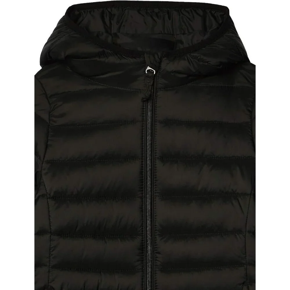 🆕Girls Black Lightweight Water Resistant Hooded Puffer Jacket Winter Coat